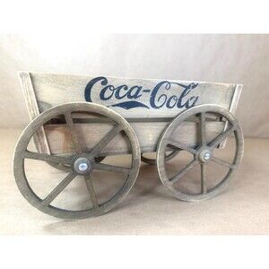 Vintage Franklin Mint Coca-Cola Wooden Advertising Wagon Cart Collectible